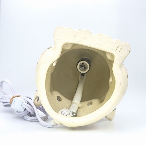 VTG. FLYING ANGEL PIG NIGHT LIGHT RED&PINK FLORAL CRACKLED FINISH WORKS GREAT. - Picture 10 of 10